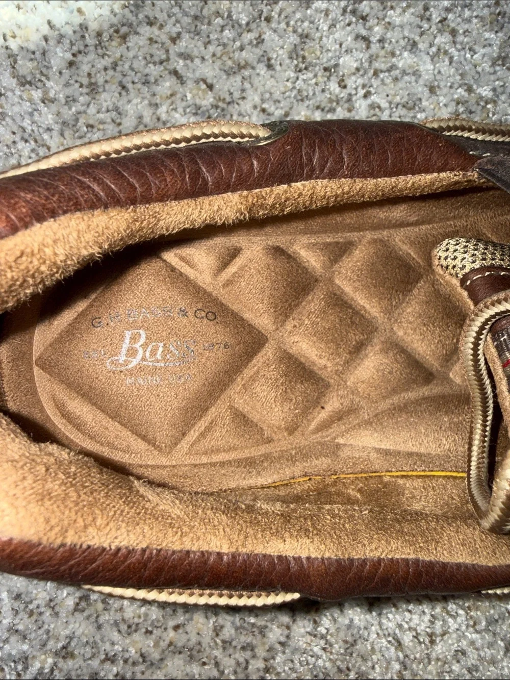 G.H. Bass & Co. Dark Brown Leather Boat Shoes with Tan Laces